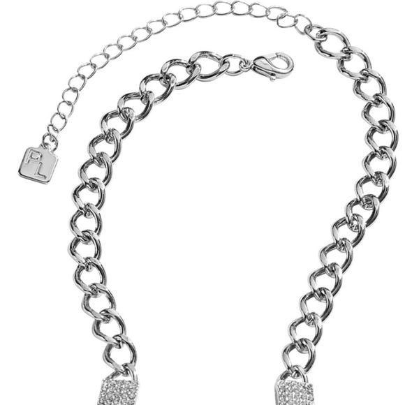 NWT 💎 DESIGNER INSPIRED SPRITZ STATEMENT NECKLACE STUNNING SILVER CZs - Picture 5 of 14